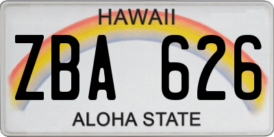 HI license plate ZBA626