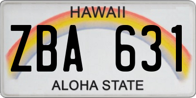 HI license plate ZBA631