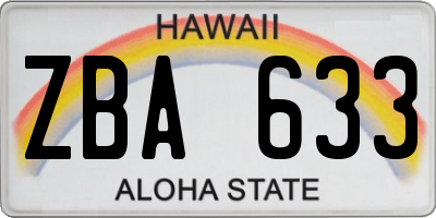 HI license plate ZBA633