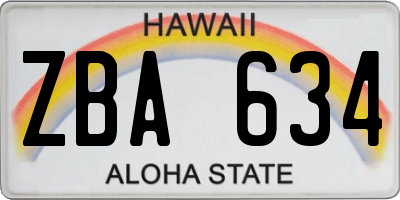 HI license plate ZBA634
