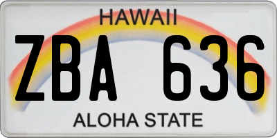 HI license plate ZBA636