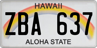 HI license plate ZBA637