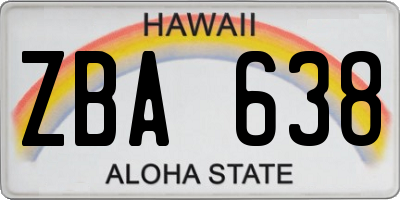 HI license plate ZBA638