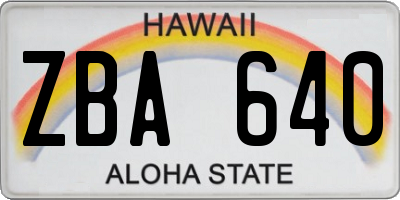 HI license plate ZBA640