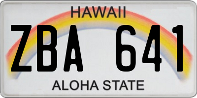 HI license plate ZBA641