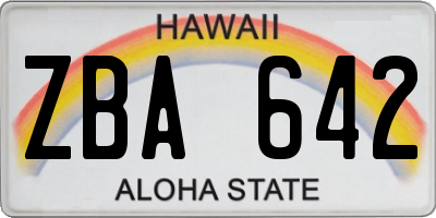 HI license plate ZBA642
