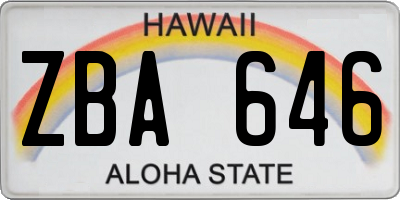 HI license plate ZBA646