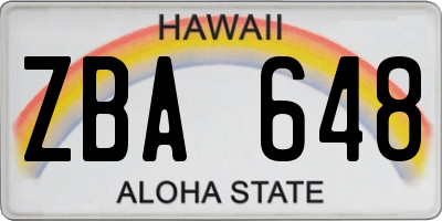 HI license plate ZBA648
