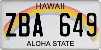HI license plate ZBA649