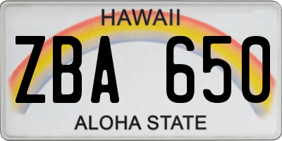 HI license plate ZBA650