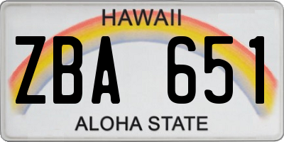 HI license plate ZBA651