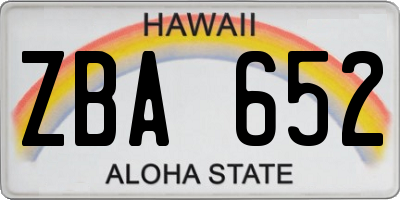 HI license plate ZBA652