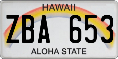 HI license plate ZBA653