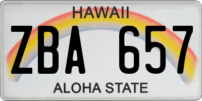 HI license plate ZBA657