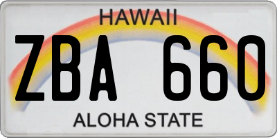 HI license plate ZBA660