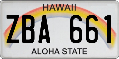 HI license plate ZBA661