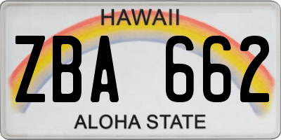 HI license plate ZBA662