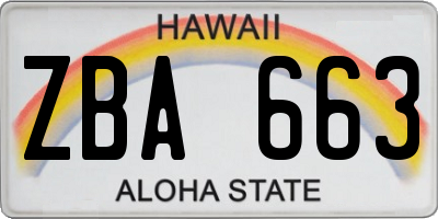 HI license plate ZBA663