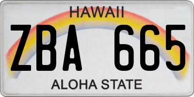 HI license plate ZBA665