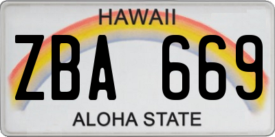 HI license plate ZBA669