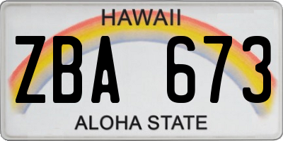 HI license plate ZBA673
