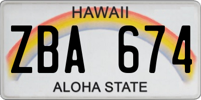 HI license plate ZBA674