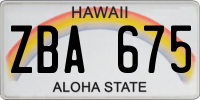 HI license plate ZBA675