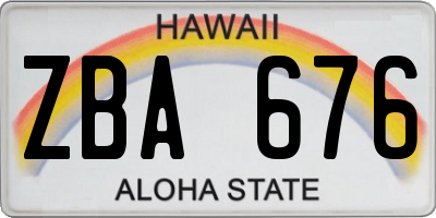 HI license plate ZBA676