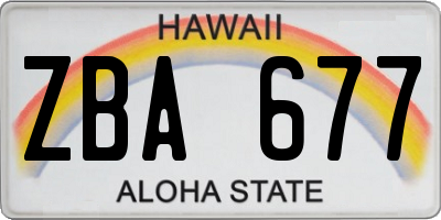 HI license plate ZBA677