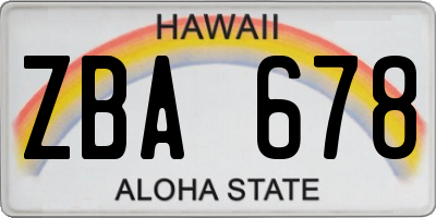 HI license plate ZBA678