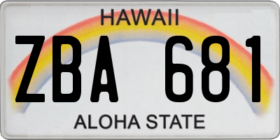 HI license plate ZBA681