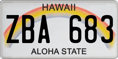 HI license plate ZBA683
