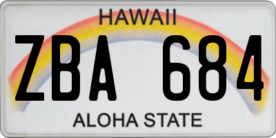 HI license plate ZBA684