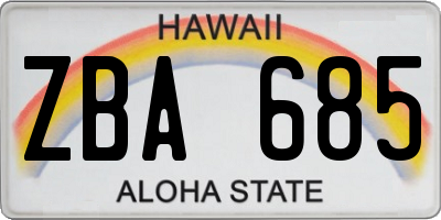 HI license plate ZBA685
