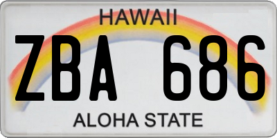 HI license plate ZBA686