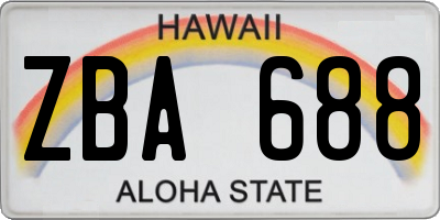 HI license plate ZBA688