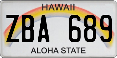 HI license plate ZBA689