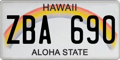 HI license plate ZBA690