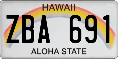 HI license plate ZBA691