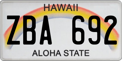 HI license plate ZBA692