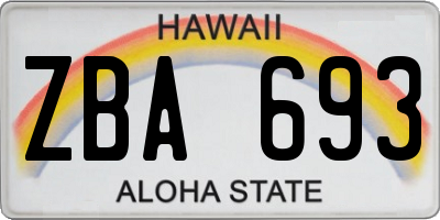 HI license plate ZBA693