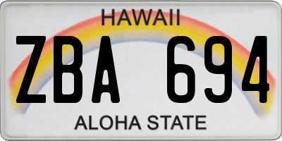 HI license plate ZBA694