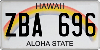HI license plate ZBA696