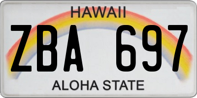 HI license plate ZBA697