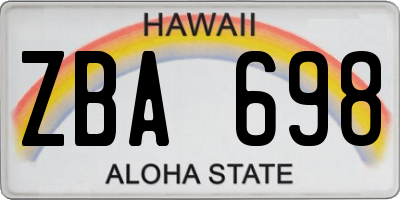 HI license plate ZBA698