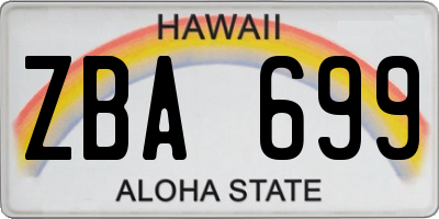 HI license plate ZBA699