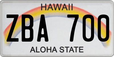 HI license plate ZBA700