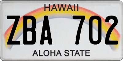 HI license plate ZBA702