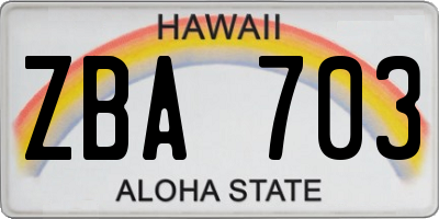 HI license plate ZBA703