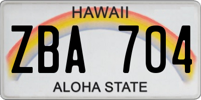 HI license plate ZBA704